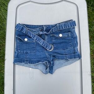 Guess Blue Jean Shorts with Distressed Hem
